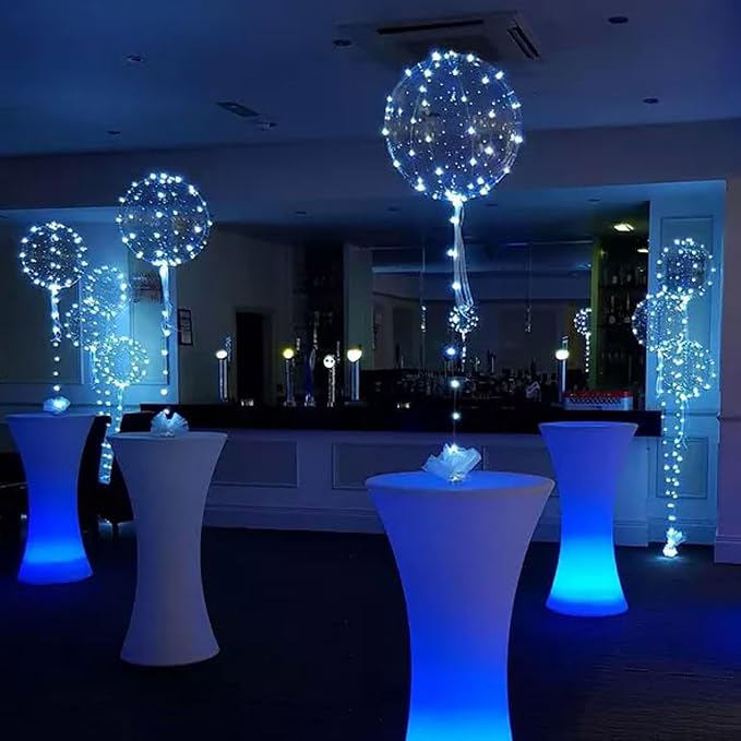 Lightsfever Blue 6pc LED Light up Balloon with sticks, stands and batterys, for tabletop no helium required DIY Kit (blue)