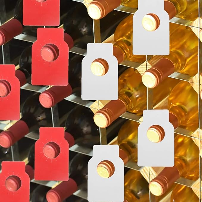 Wine Bottle Tags for Cellar Collection, Champagne,Hanging Labels for Name,Year,Tasting Notes (200Pack-Red)