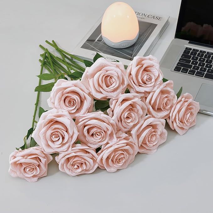 100 Pcs Artificial Roses Bulk Silk Blush Roses Pink Roses for Wedding Centerpieces Bridal Bouquet Mohter's Day Valentine's Day Home Decor
