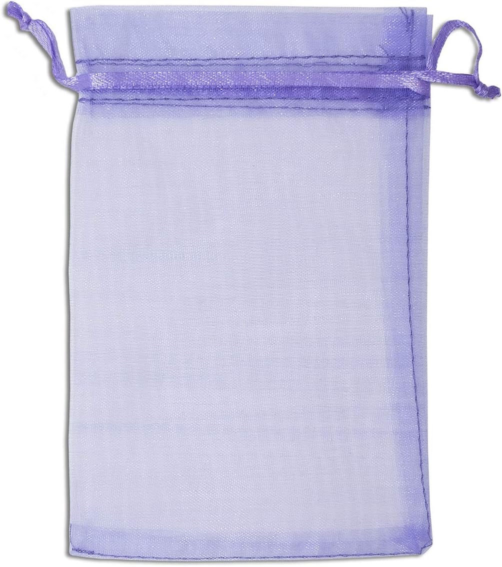 TheDisplayGuys 100-Pack 6x8 Lavender Sheer Organza Gift Bags with Drawstring, Jewelry Candy Treat Wedding Party Favors Mesh Pouch
