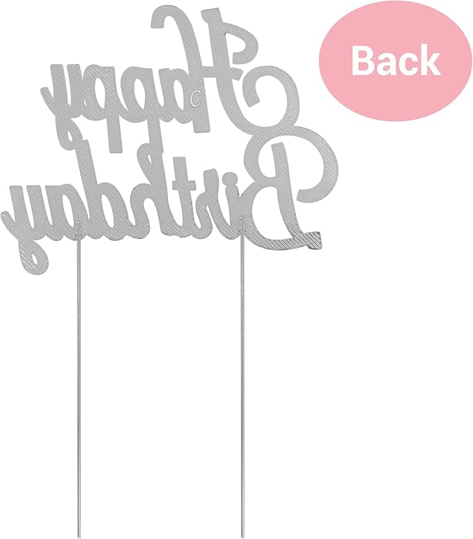 Happy Birthday Cake Topper - Premium Silver Metal - Happy Birthday Party Sparkly Rhinestone Decoration Makes a Great Centerpiece - Now Protected in a Box