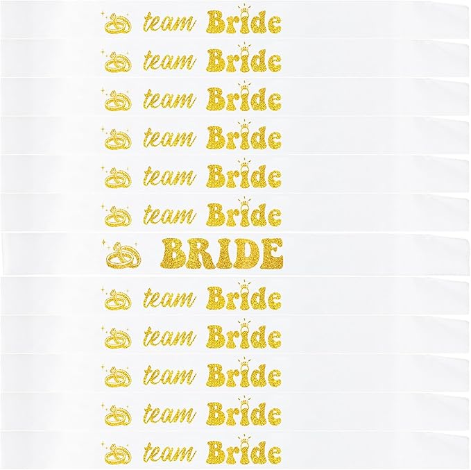 12 PCS Bride Sash Bachelorette Party Bride to Be Team Bride Sashes Maid of Honor Bridesmaid Sash for Bridal Shower and Hen Party Decorations Favors,White Gold