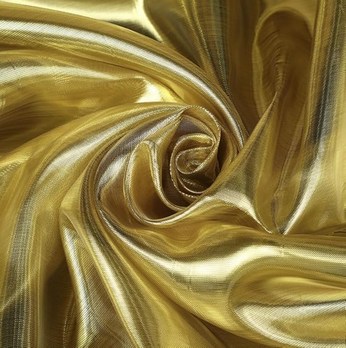YYCRAFT Two Tone Sheer Organza Fabric by The Yard for Curtain Weddings Decor 2 Yards, Metallic Gold