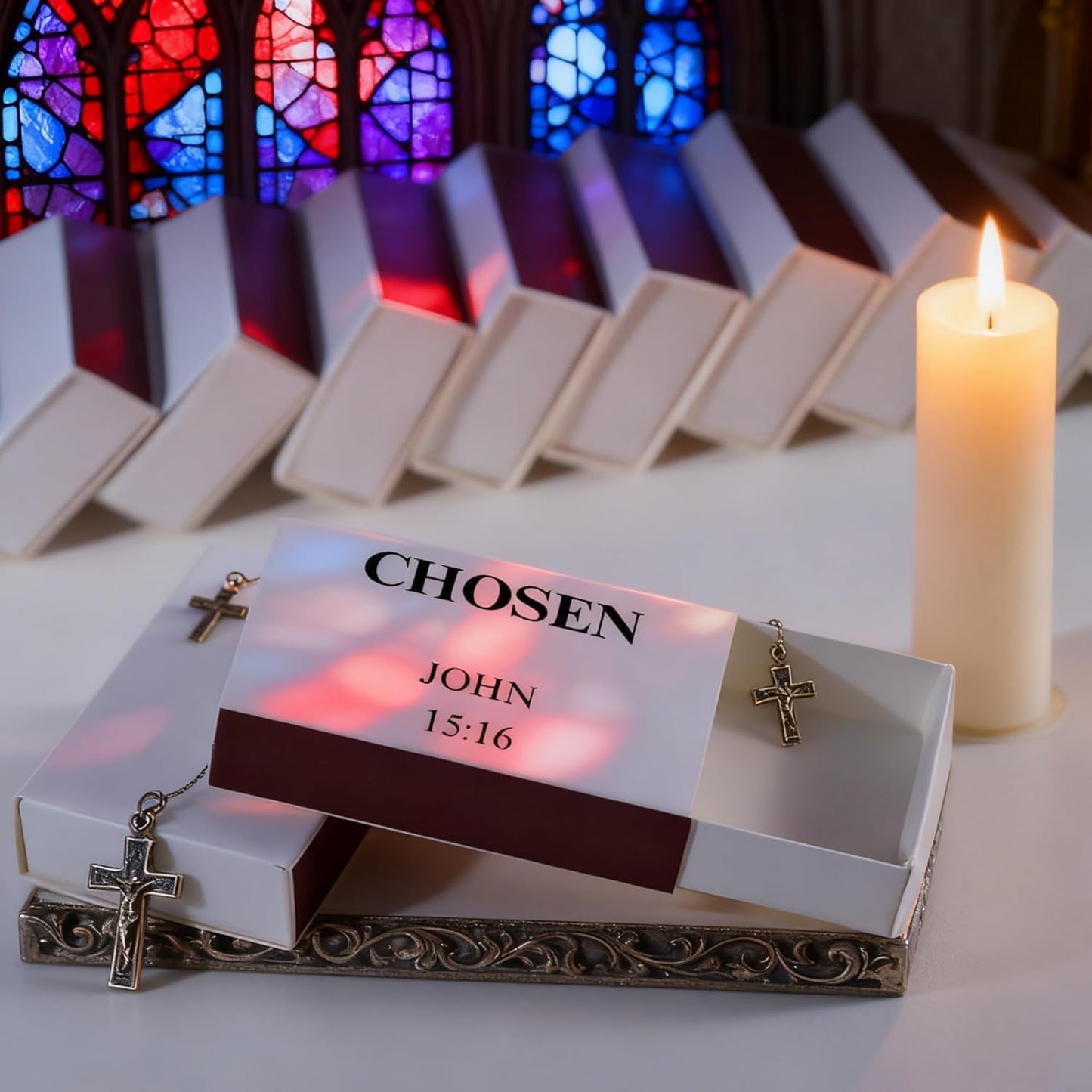 60pcs Blank Match Boxes, 2.25x1.42x0.59in Bulk Christian Bible Matchboxes DIY White Storage Containers Holders Double-Sided Striker Wedding Bridal Baby Shower Birthday Party Favor, No Matches Included