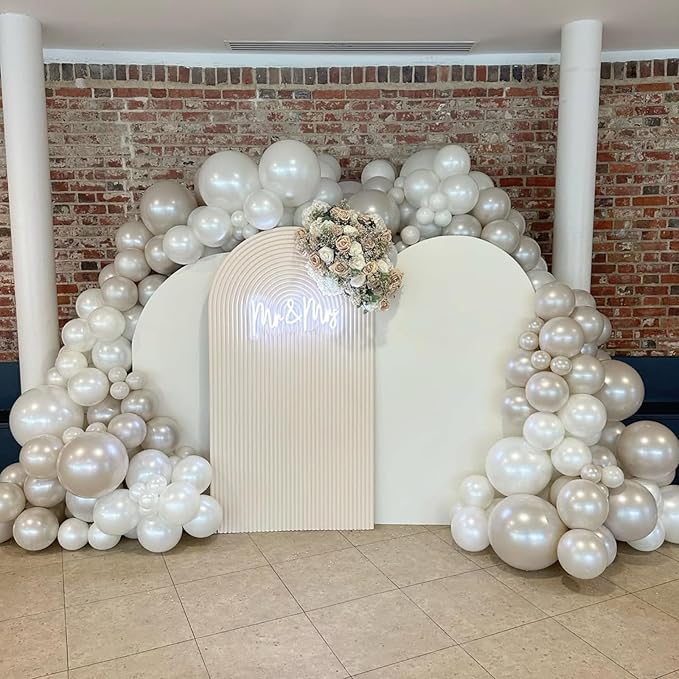 Pearl White Sand Balloons Different Sizes, Pearl Beige Balloons Garland Arch in 18 12 10 5 Inch Ivory Cream Boho Neutral Balloon for Wedding Bridal Shower Graduation Birthday Engagement Anniversary
