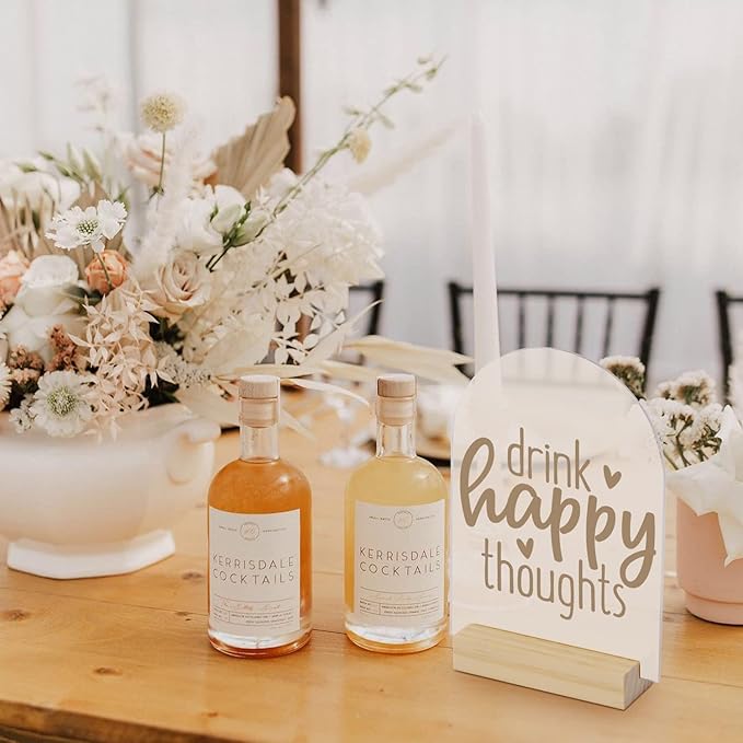 20 Pack Frosted Acrylic Arch Sign with Wood Stand- 5x7 Inch Blank Arch Acrylic Sheets with 4 Inch Wood Base, DIY Frosted Arch Sign Blank for Wedding Table Numbers