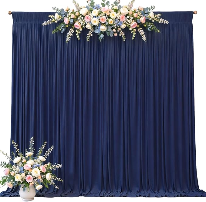 10 x 10ft Navy Blue Backdrop Curtains, Navy Wrinkle Free Draping Fabric Wedding Birthday Baby Bridal Shower Graduation Party Drapes for Backdrop Photography Photo Booth Background Decoration