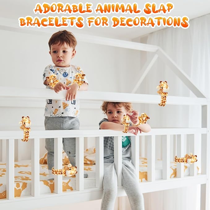 Lenwen 8 Pcs Stuffed Giraffe Animals Slap Bracelets for Kids 8.66 Inch Back to School Plush Animal Bracelets Adopt a Giraffe Party Favors Wrist Slap Snap Band Toy for Boys Girls Birthday Gifts