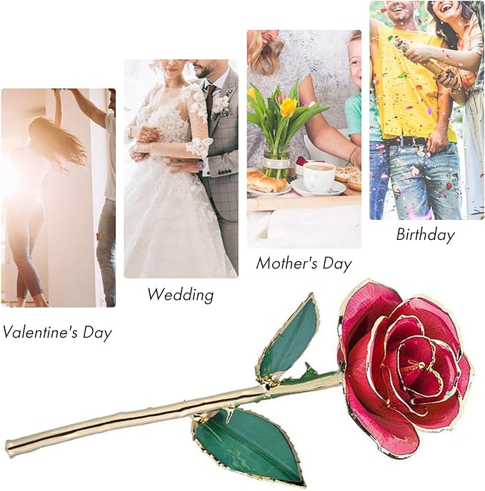 Ejoyous Mothers Day Rose Gift for Mom, 24K Gold Dipped Rose Real Golden Plated Forever Preserved Rose Flower with Crystal Stand for Valentine's Day, Christmas, Birthday,