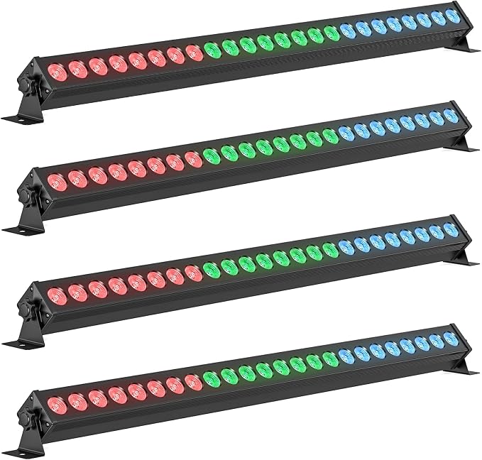 Led Stage Lights Bar,72W 24LEDs RGB Dj Strobe Party Lights Bar 3 in 1 Wall Washer Light Indoor with DMX Control AutoPlay Sound Activated Color Changing for Church Christmas Wedding Dance (4)
