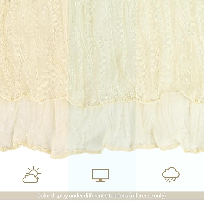 24 Pack Ivory Table Runner 10Ft Cheesecloth Table Runner Rustic Gauze Table Runners Romantic Long Cream Sheer Fabric Cheese Cloth Table Runners for Wedding Party Bridal Baby Shower