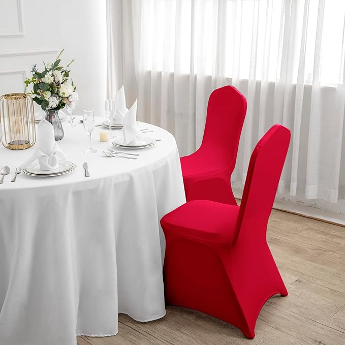 Spandex Chair Covers - 25PCS Removable, Washable Protectors for Living Room, Party, Banquet, Wedding, Hotel (Dark Red)