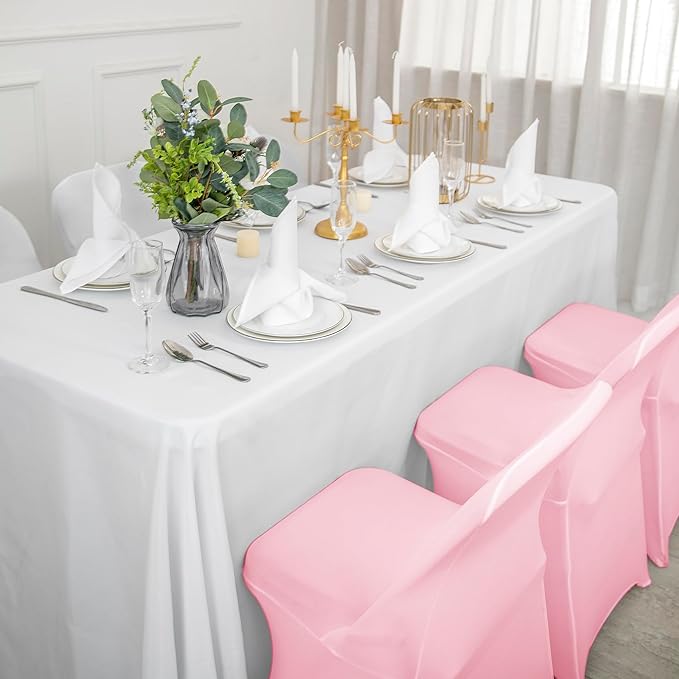 12 PCS Waterproof Stretch Spandex Folding Chair Covers, Dining Room Chair Slipcovers Protector for Wedding, Banquet, Party, Holidays, Celebration and Decoration(Pink)