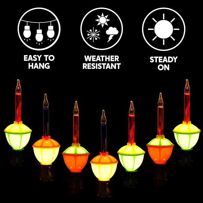 Joiedomi Christmas Bubble String Light - Traditional Bubbles Lights Set 7 Bulbs with 1 Spare Replacement, Old Fashion Vintage Christmas Tree Lighting Decor Holiday Decorations (Multicolor)