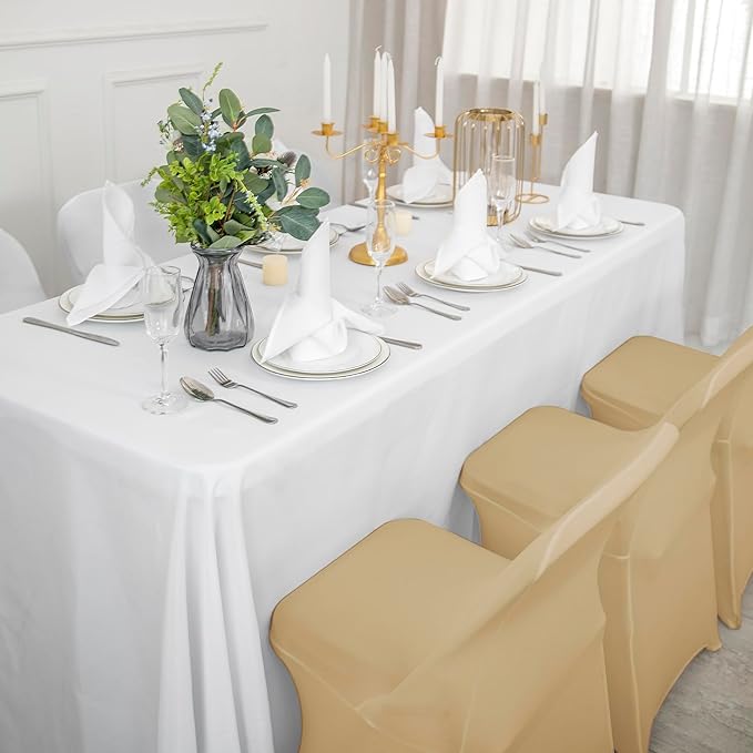 12 PCS Waterproof Stretch Spandex Folding Chair Covers, Dining Room Chair Slipcovers Protector for Wedding, Banquet, Party, Holidays, Celebration and Decoration(Champagne)