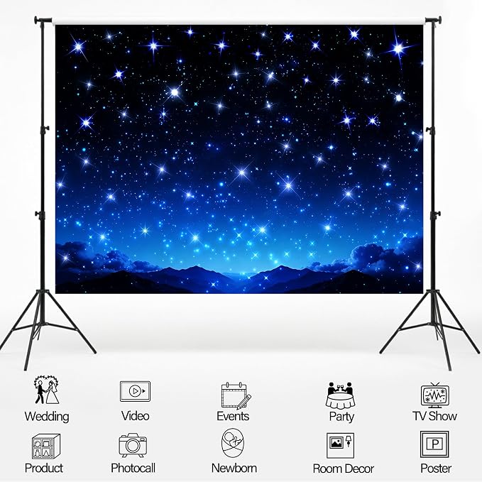 10x8ft Starry Night Sky Backdrop, Galaxy Stars Photography Background Universe Space Starry Photo Backdrop Outer Space Theme Birthday Party Decorations for Boy Kids