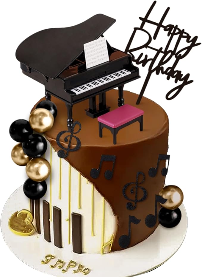 Music Cake Topper Piano Cake Toppers Music Notes Balls Cake Decorations for Musician Birthday Party Rock Theme Party