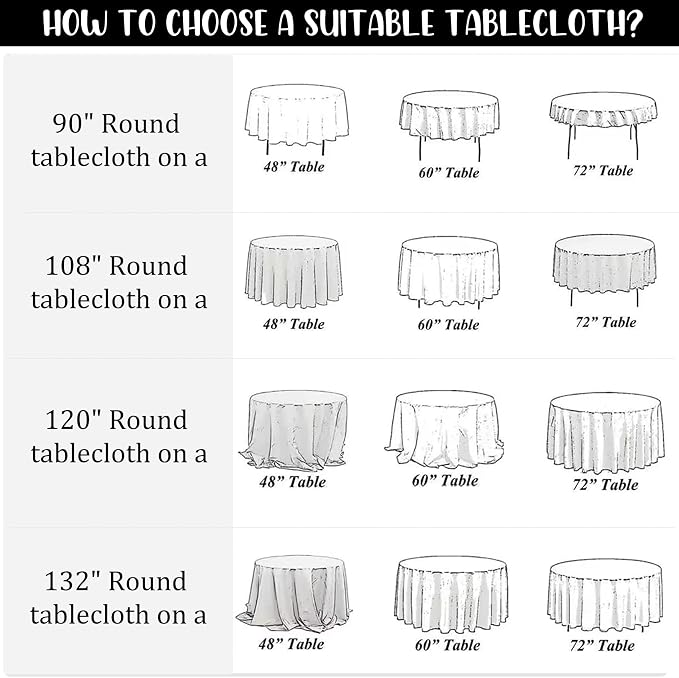 Fivenl 8 Pack Premium Round Tablecloth 120 Inch Round Table Covers Washable Polyester Fabric Round Table Clothes for Wedding Party Reception Banquet Buffet Restaurant (Black, 120 Inch)
