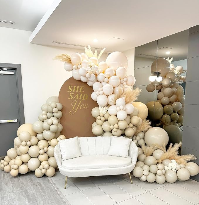 Double Stuffed White Sand balloons Different Size 115Pcs 5/10/12/18 Inch Sand White Balloon Garland Arch kit for Birthday Wedding Baby Shower Bridal Shower Neutral Party Decorations