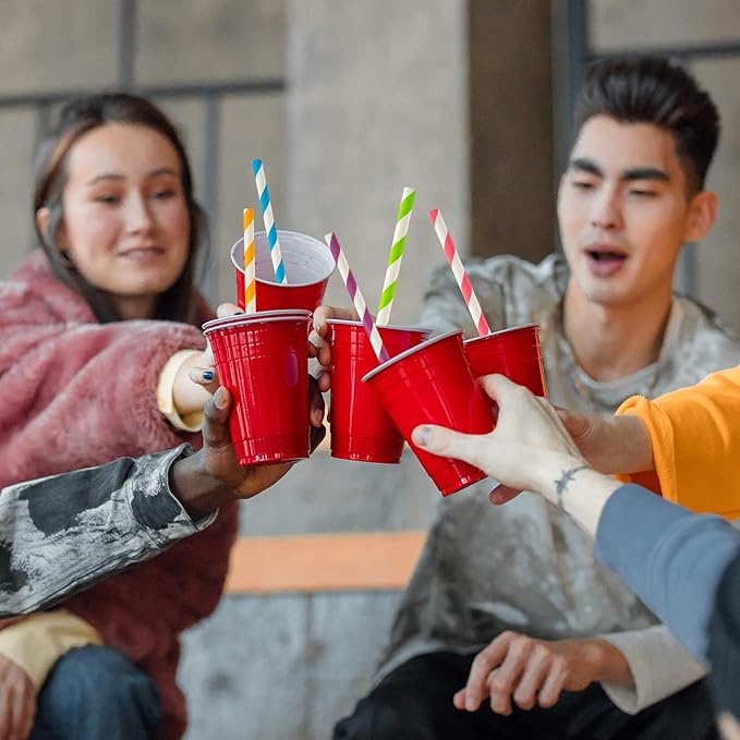 MAQIHAN 100PCS Stripe Drinking Straws - Disposable Straws 7.7 Inch Small Colourful Agave Kraft Paper Straws Bulk, for Coffee, Milk, Juice, Cocktial and Suit for Birthday Parties, Weddings, Picnic.