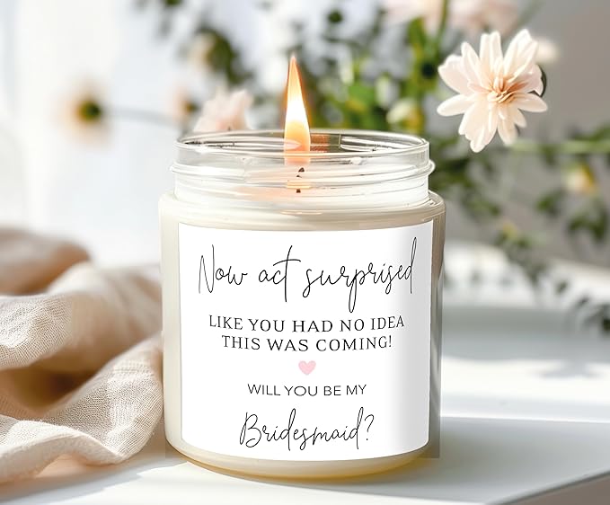 Bridesmaid Mini Champagne Labels, Funny Bridesmaid Proposal, Now Act Surprised Will You Be My Maid of Honor Ask Bridal Party Ask Bridesmaid Wine Stickers Bride Tribe Label (12 Pack)
