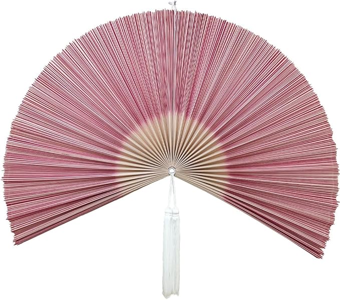 Fan Wall Decor, Boho Hanging Headboard,Decorative Folding Fans for Over Bed Decorations (Redpink, 31inch)