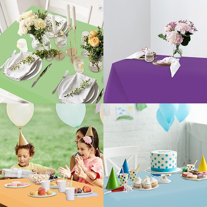 Whaline 24Pcs Pastel Color Plastic Tablecloth Boho Rectangle Table Cover Waterproof 6 Colors Table Cloth for Party Decoration Supplies Silly Goose, 54 x 108 Inch