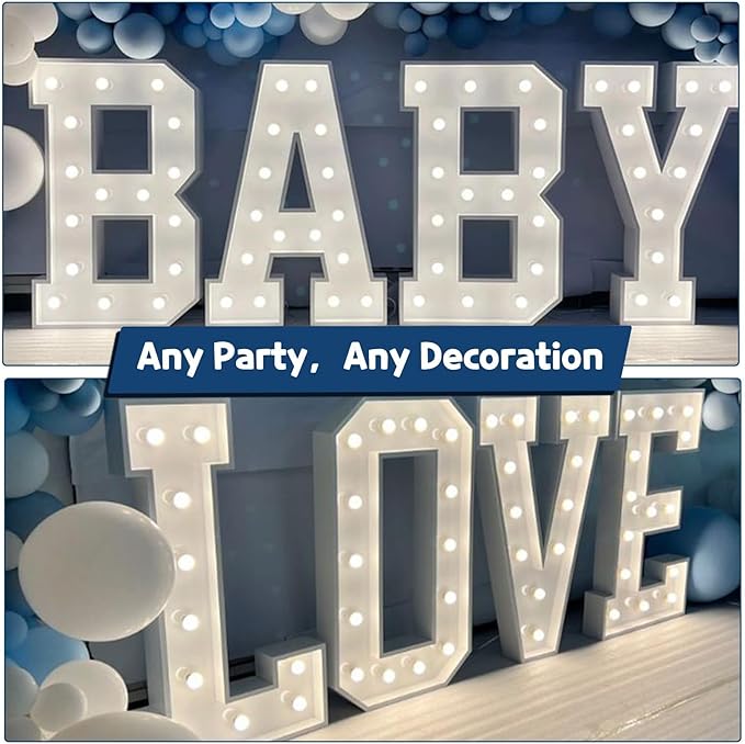 Marquee Letters 3 Feet Tall Large Light Up Letters Decorations Wedding Engagement Proposal White Party Decorations Marry Me Mr and Mrs Sign Big Cardboard Backdrop M