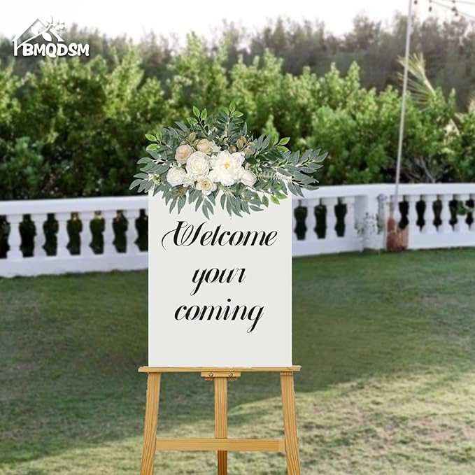 Wedding Arch Flowers with Drapes (Set of 3) Wedding Decor and Wedding Arch Draping Artificial Flower Arrangements Wedding Decorations for Reception Wedding (White Champagne)