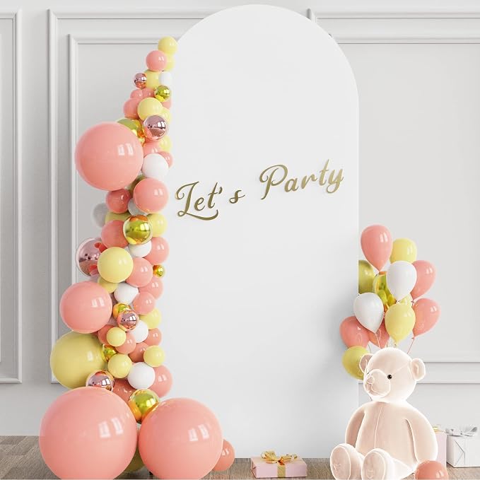 Wokceer 6 FT Wedding Arch Backdrop Stand and White Arches Cover, Metal Arch Backdrop Stand with Cover for Birthday Party Wedding Ceremony Bridal Baby Shower Event Decor