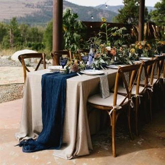 20Pack Navy Blue Cheesecloth Table Runner 10Ft Gauze Table Runner Navy Blue Cheese Cloth Table Runners Long Sheer Fabric Tablerunners for Wedding Party Bridal Shower Thanksgiving Christmas