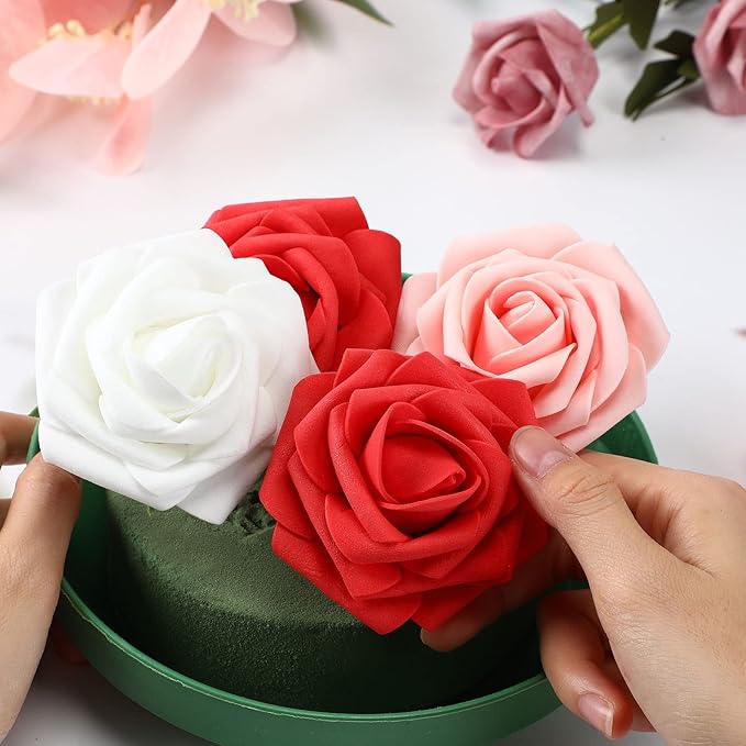 12 Sets Large Flower Foam with Bowl Kit 6.5 Inch Round Floral Foam Blocks Bulk DIY Green Flower Arrangement Supplies Floral Arranging Kit for Wedding Birthday Party Table Centerpiece Decorations