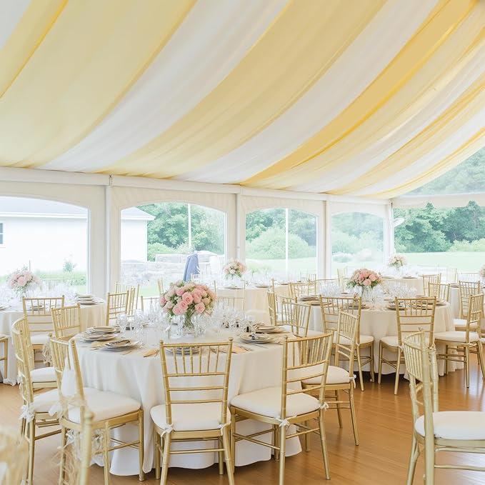 Outpain 50x20ft Ivory Ceiling Drapes, 10 Panels 20ft Height Wrinkle-Free Tent Draping Curtains for Wedding Party Tent Canopy Arch Backdrop Decorations