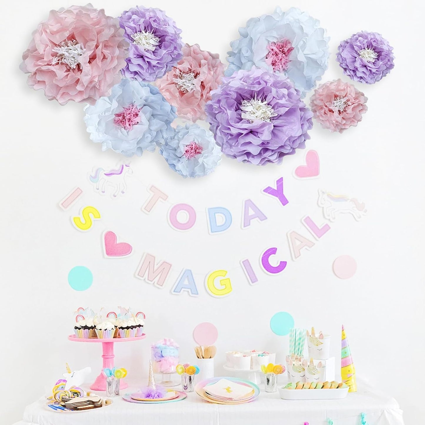 Dreamy Paper Flower Pom Poms Wall Decorations for Weddings, Birthdays, Bridal, Baby Showers, Outdoor Decor, Tea Parties, Engagement