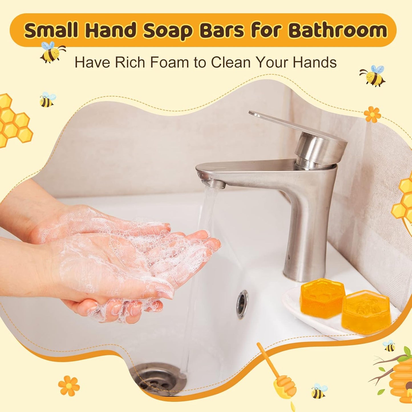 48 Set Baby Shower Favors Bee Party Favors Including Honeycomb Soap with Thank You Card Gift Honey Soap for Guest Gender Reveal Honey Gift Birthday Party Decorations (Yellow)