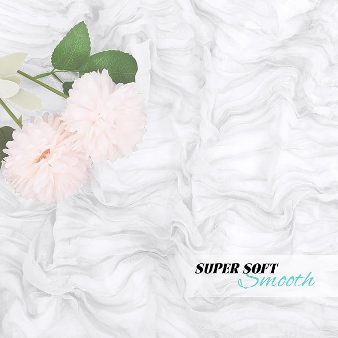 8 Pack White Cheesecloth Table Runners 20x120 Inch Gauze Table Runner Cheese Cloth 10FT White Table Runner Rustic Sheer Runner for Wedding Birthday Party Baby Shower Table Decor