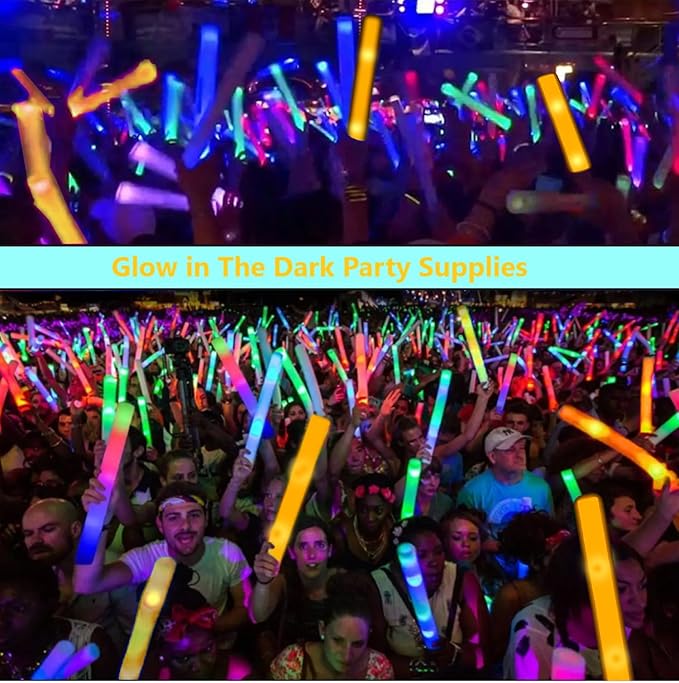 Glow Foam Wand, 36 Pcs Orange Giant Light Up Sticks 3 Modes LED Flashing Baton Wands Party Supplies for Raves,Concert,Birthday,Christmas, Halloween,Sporting Events