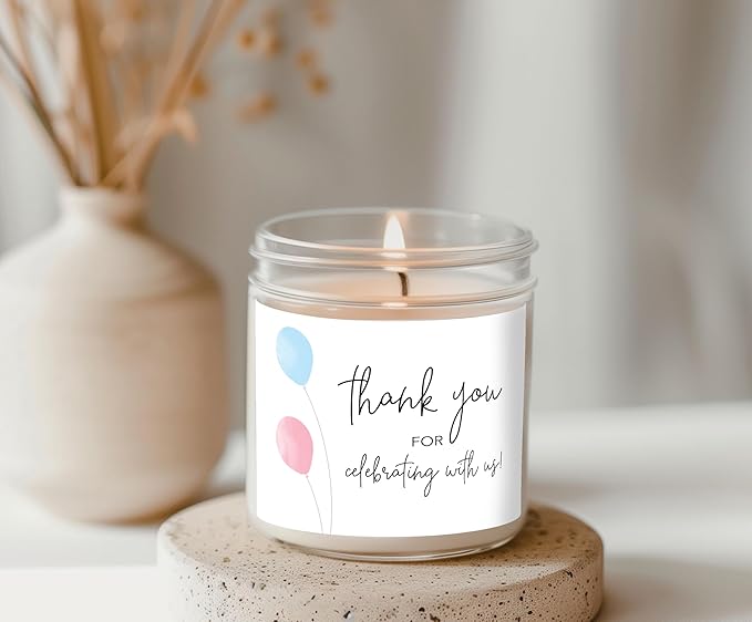 Thank You for Celebrating with us Mini Champagne Labels ● Set of 12 ● Mini Wine Bottle Labels, Gender Reveal, Pink or Blue, Girl or Boy Baby Shower, Sprinkle, Birthday Favors Stickers M205-THANK-12