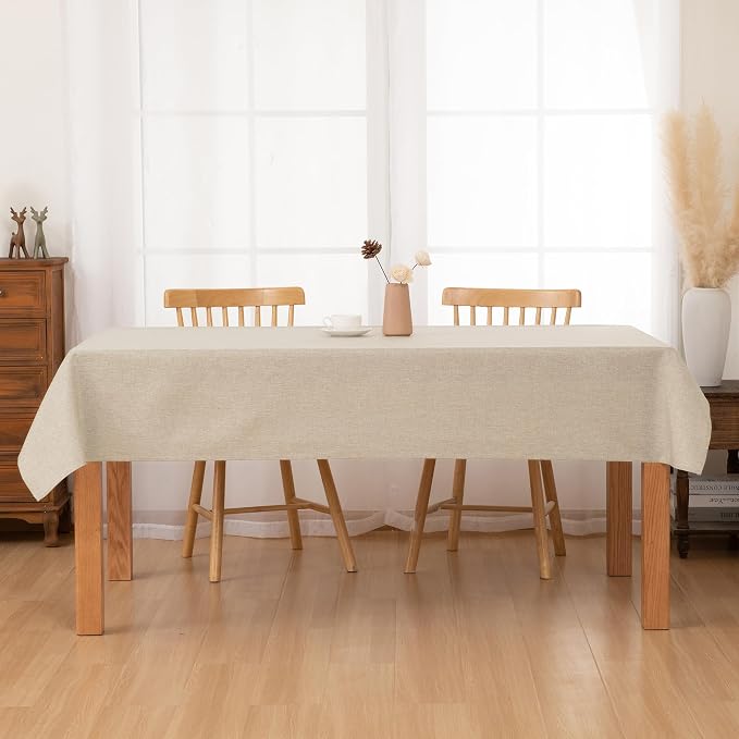 Hiasan 30 x 60 Inch Rectangle Tablecloth - Wrinkle and Stain Resistant Washable Table Cloth for Kitchen Dining Room Holiday Table Cover for Party Dinner, Beige