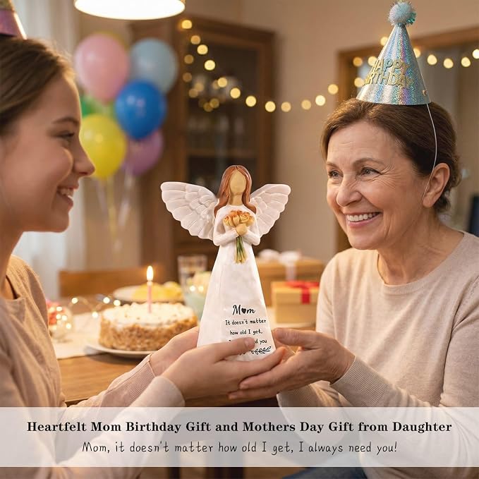 Kohehe Gifts for Mom, Meaningful Mom Birthday Gifts, 5.5" Handmade Angel Figurine, Moms Gift for Birthday, Mothers Day, Valentines Day, Christmas