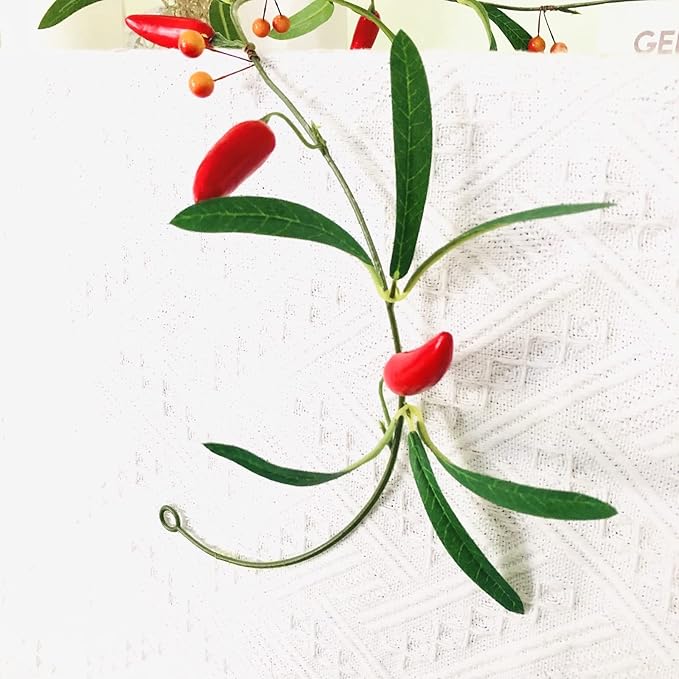 Artificial Chili Hanging Vines Plant Garland Artificial Berries Pepper Rattan for Home Garden Wedding Party Decor (X-Chili Vine, 2 Pack)