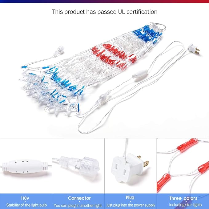 HYH American Flag LED Lights - 47in Patriotic Lights for 4th of July Decorating Indoor and Outdoor Waterproof Half Fan Flag Light for Patriotic LED Lighting Banner House, Garden,Decoration