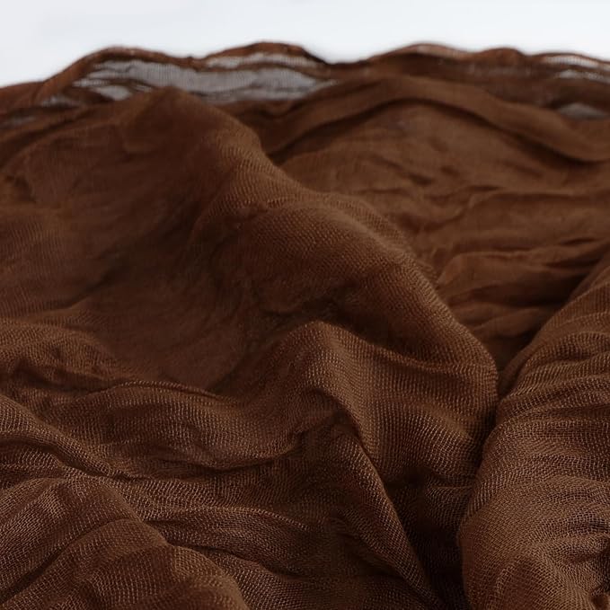 8 Pack Table Runner Brown Cheesecloth 10ft Boho Gauze Fabric 120 Inch Cheese Cloth Table Runner Rustic Sheer for Holiday Baby Shower Party Décor Home Wedding Decoration