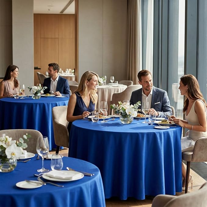 10 Pack Royal Blue Round Tablecloth 120 Inch Round Table Cloth Wrinkle Resistant Royal Blue Tablecloth Washable and Reusable Polyester Fabric Table Covers for Banquet Wedding Party Dining Buffet