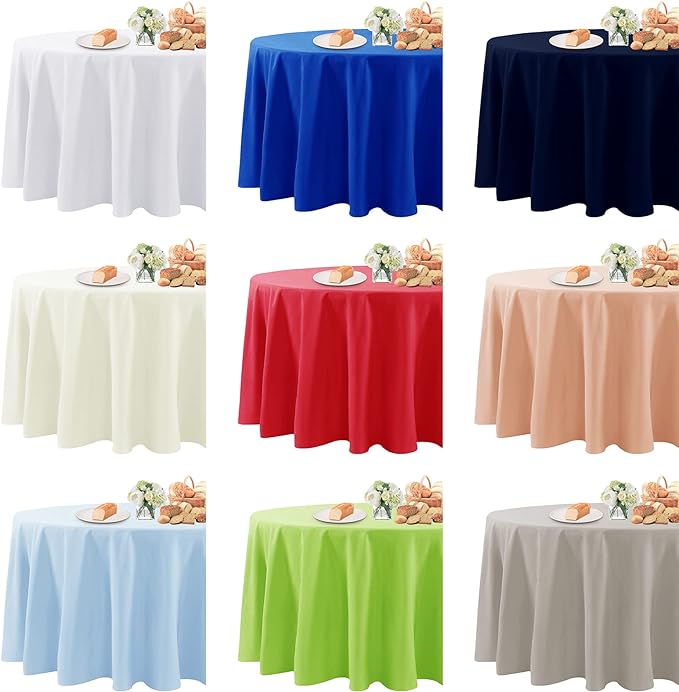 Fokitut 2 Pack Waterproof Round Tablecloth, 120 Inch, Stain Resistant and Wrinkle Polyester Table Cloth, Fabric Table Cover for Kitchen Dining, Wedding, Party, Holiday Dinner-Burgundy