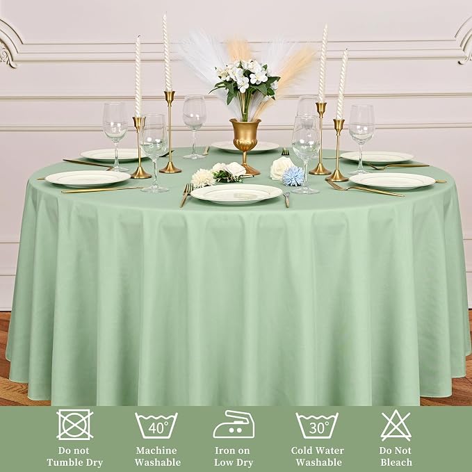 Pesonlook 12 Pack Round Tablecloth Sage Green,90 Inch Washable Fabric Round Table Cover for Wedding/Party/Banquet/Dining/Buffet Table