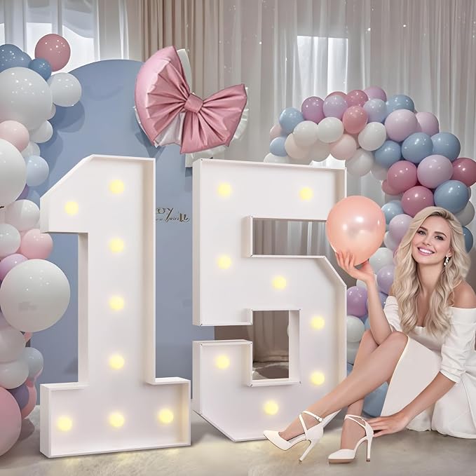 imprsv 3FT Marquee Numbers 26, Light Up Numbers for 26th Birthday Decorations Anniversary Party Decor, Number 26 Light Up Number, Pre-Cut Foam Board Kit
