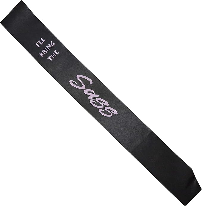 Funky Junque Bridal Sash Bachelorette Party Bridal Shower Gift - I'll Bring The - Sass (Black/Light Pink)