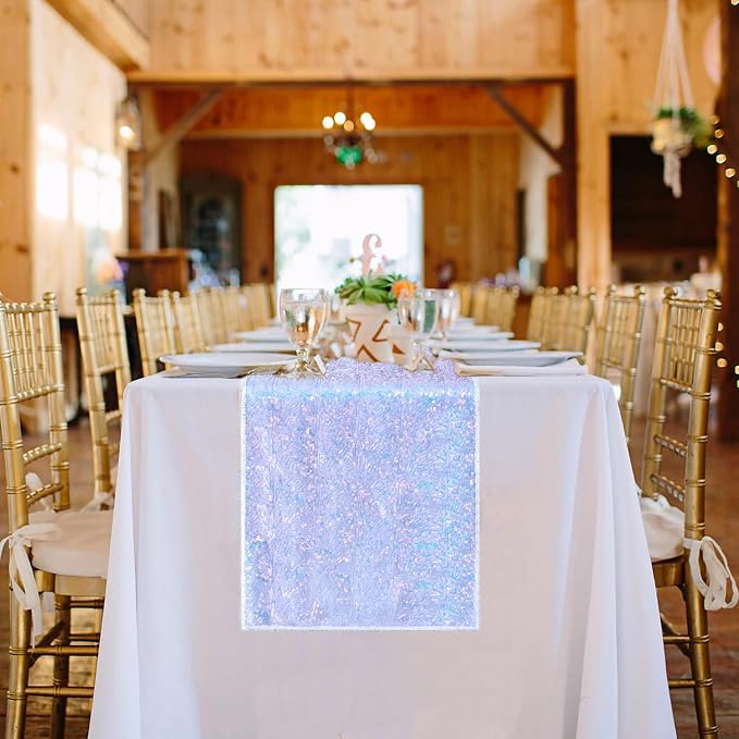 10 Packs 12 x 72 inches Mermaid Purple Sequin Table Runner, Glitter Runner for Birthday Party Supplies Wedding Holiday Celebration Baby Shower Engagement Anniversary Decor