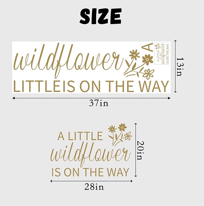 VANGNING A Little Butterfly is on The Way Baby Shower Party Decal Sign - Butterfly Baby Shower Decoration,Gender Reveal Girl or Boy Baby Shower Decal Sign (Wildflower Decal)